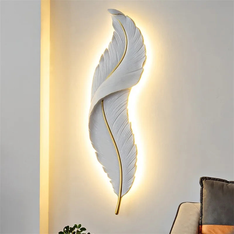 DecorBites™ LED Feather Wall Sconces for Living Room Bedroom Hotel Hall Decor