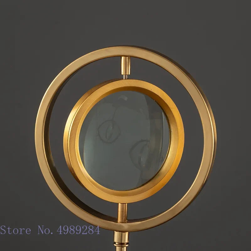 DecorBites™ Golden Metal Eyes Magnifying Glass with Crystal Glass Base - Modern Home Decoration
