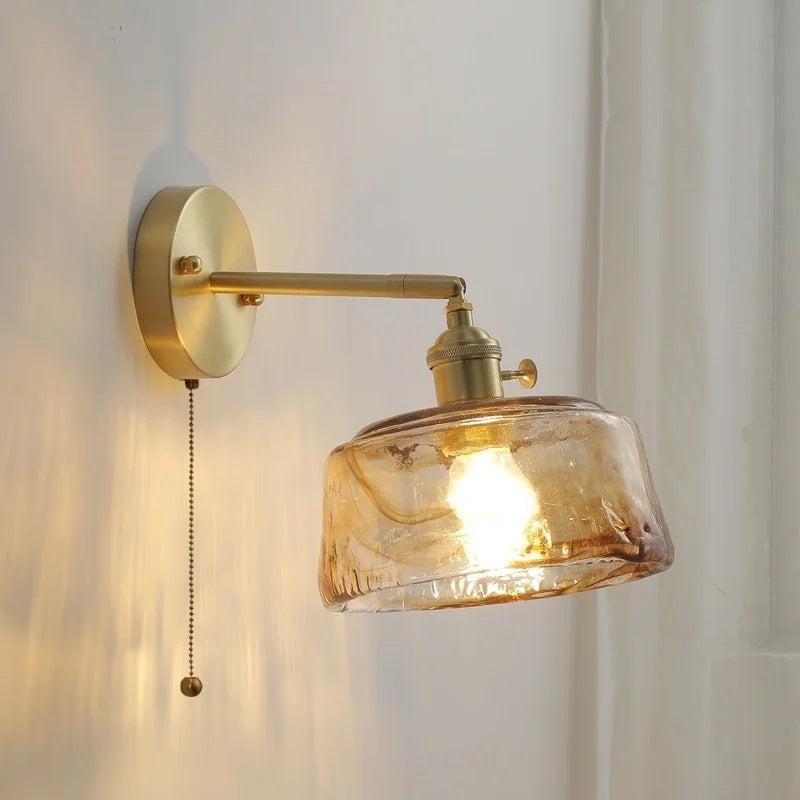 DecorBites™ Glass Copper LED Wall Lamp Sconce for Corridor Bedroom Living Room