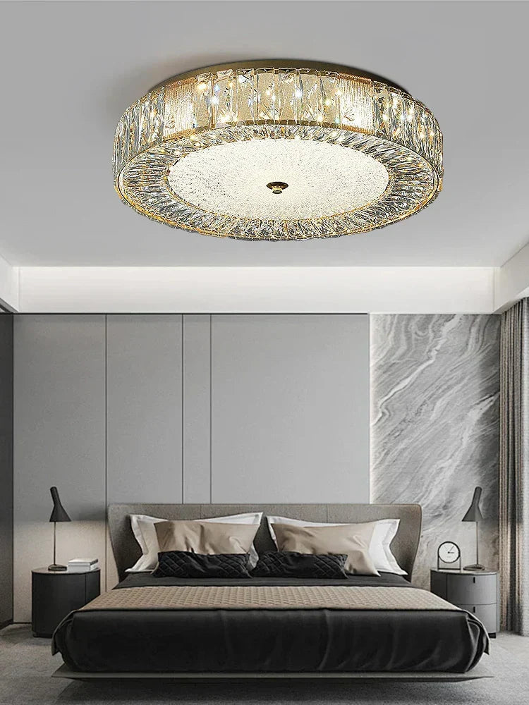 DecorBites™ Gold Crystal Glass Ceiling Light Fixture for Modern Living Rooms & Bedrooms