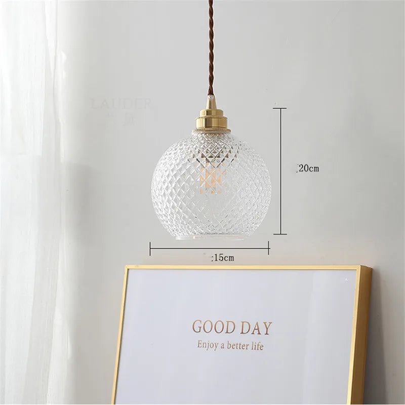 DecorBites™ Glass Ball LED Pendant Light: Nordic Modern Copper Socket Hanging Lamp for Home Indoor Lighting.