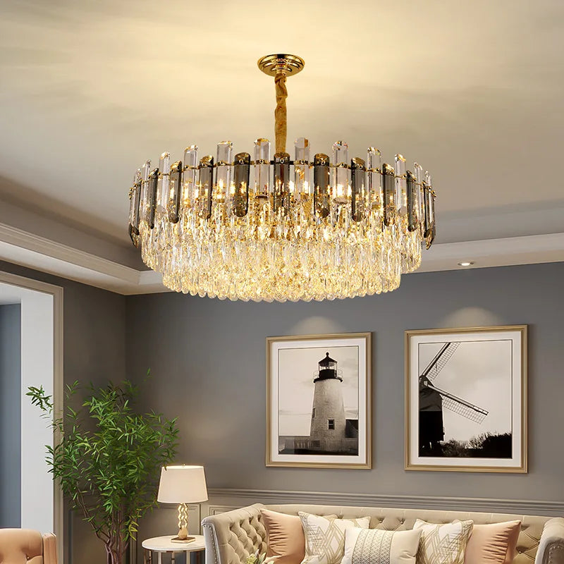 DecorBites™ K9 Crystal Modern Ceiling Chandelier for Living Room Lighting Fixture