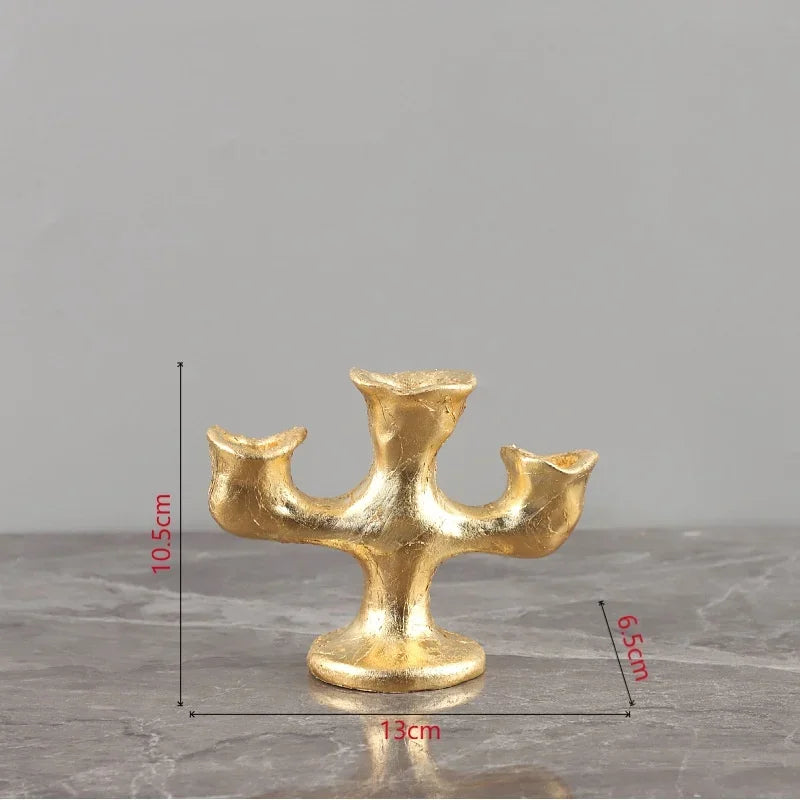 DecorBites™ Gold Resin Candle Holder Trio for Wedding Centerpieces & Home Decor