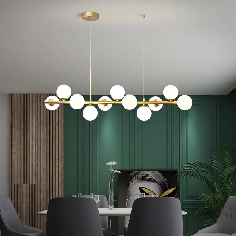 DecorBites™ Gold Glass Ball LED Pendant Light, 11 Heads, Nordic Modern Design