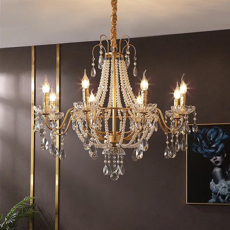 DecorBites™ French Pearl Chandelier, Elegant Retro Design for Luxurious Living Spaces