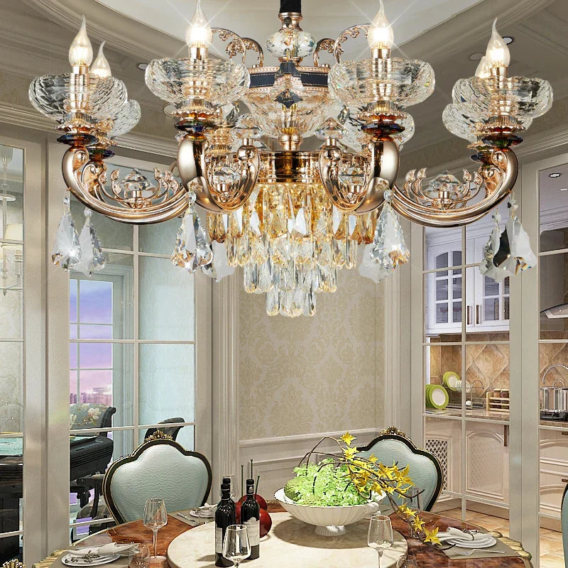 DecorBites™ Crystal Candle Chandelier for Home Living Room Dining Bedroom