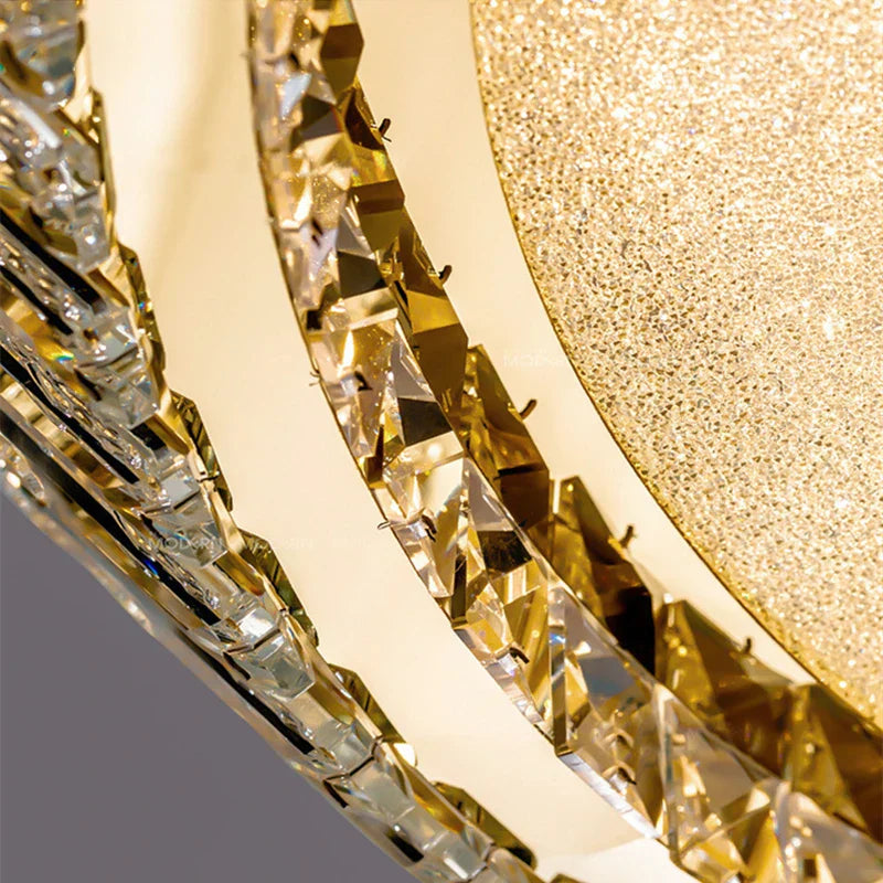 DecorBites™ Gold Crystal Ceiling Light: Nordic Modern Round Lighting Fixture for Bedroom and Restaurant