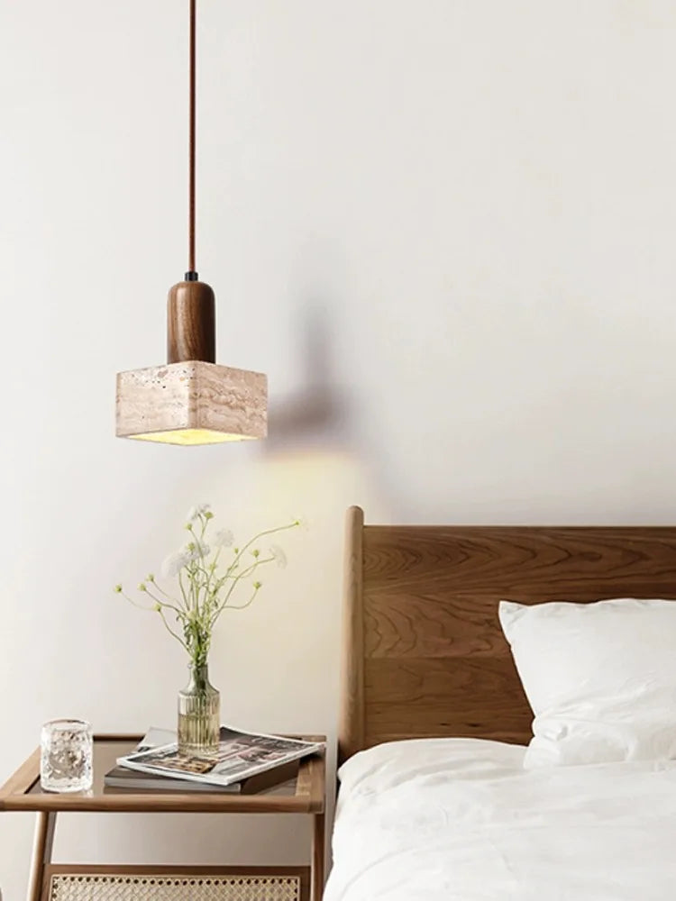 DecorBites™ Japanese Style Yellow Stone Pendant Lamp for Bedroom, Restaurant, and Bar