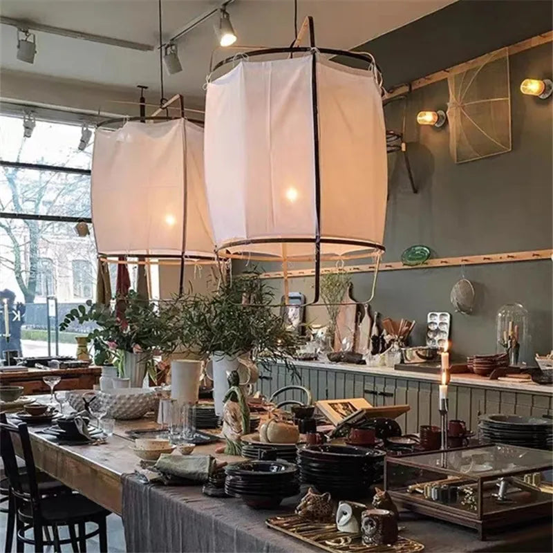 DecorBites™ Linen Cloth Pendant Light: Elegant Bohemian Fabric Chandelier for Home, Restaurant, Hotel