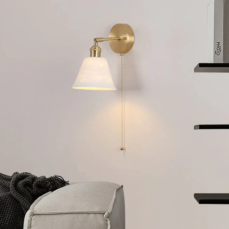 DecorBites™ Copper LED Wall Light Fixture with Pull Chain Switch for Modern Living Spaces