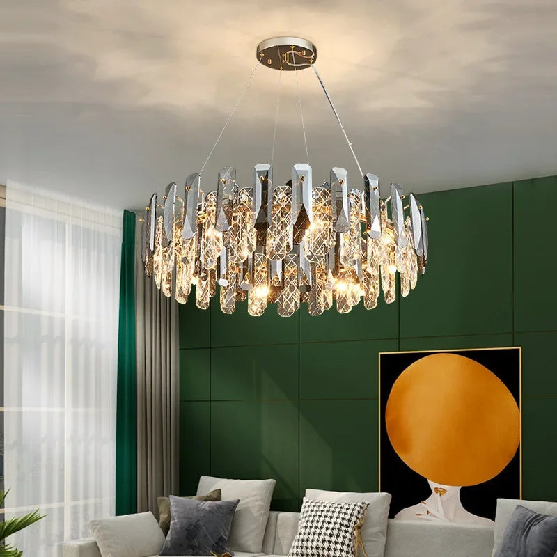 DecorBites™ Crystal LED Chandelier: Modern Luxury Pendant Light for Bedroom, Restaurant, and Home Decor
