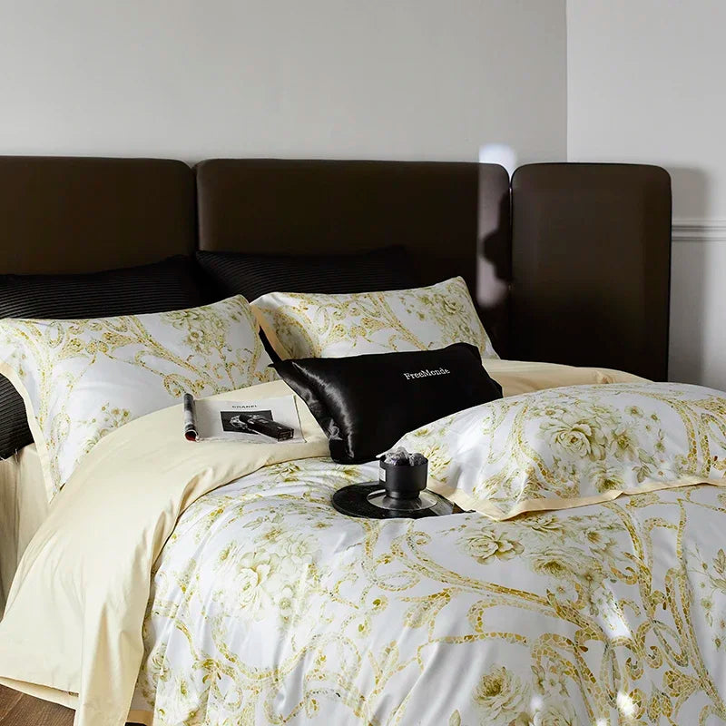 DecorBites™ Luxe 100s Egyptian Cotton Bedding Set: Sheet, Blanket, Cover, Pillowcase
