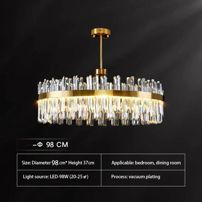 DecorBites™ Crystal Chandeliers: Round LED Luxury Ceiling Pendant Lights for Elegant Home Decor.