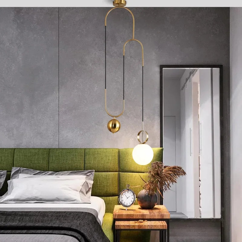 DecorBites™ Golden Glass Ball Pendant Lamps - Modern Bedroom & Living Room Lighting