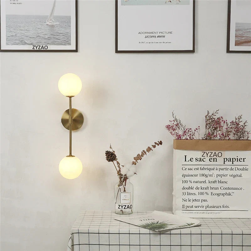 DecorBites™ Golden Glass LED Wall Lamp for Bedroom, Living Room - Nordic Design