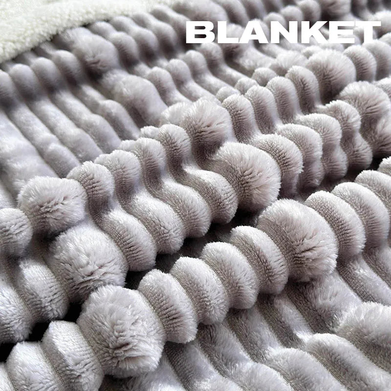 DecorBites™ Cozy Lamb Wool Plush Blanket for Adults: Soft, Thickened, Multi-Use Ribbed Shawl