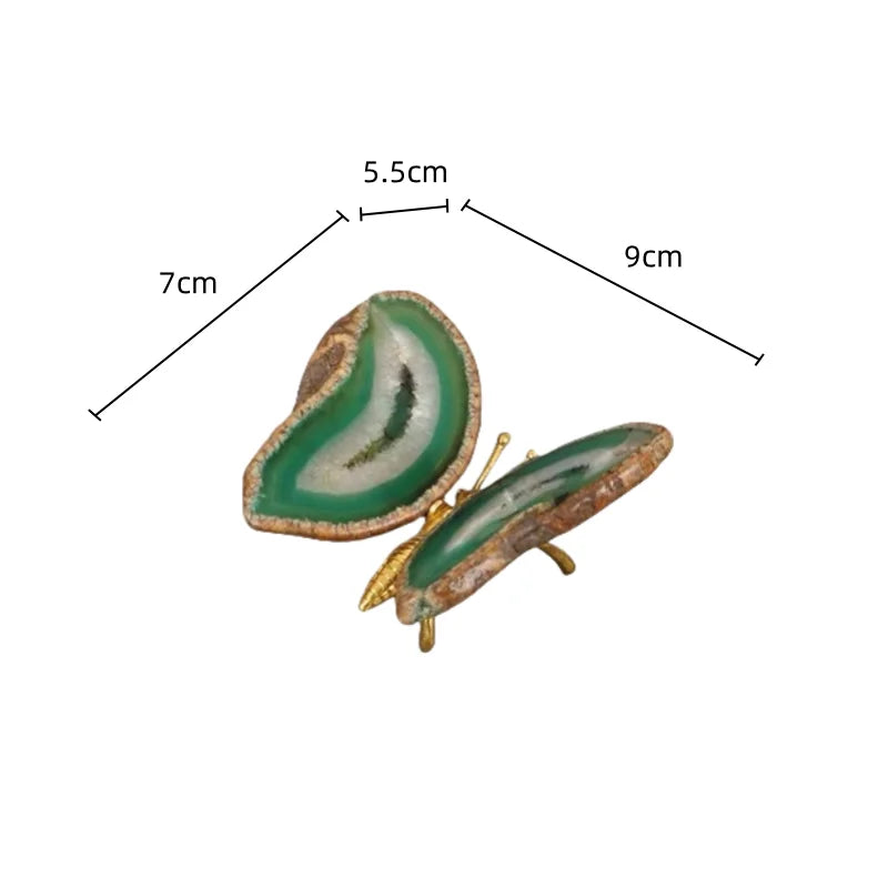 DecorBites™ Agate Butterfly Ornament Brass Insect Statue Home Decoration
