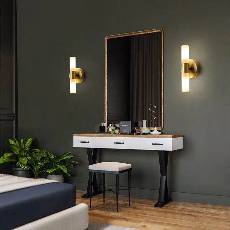 DecorBites™ Gold Brass Acrylic Wall Lamp with G9 Bulb for Bathroom and Bedroom Lighting
