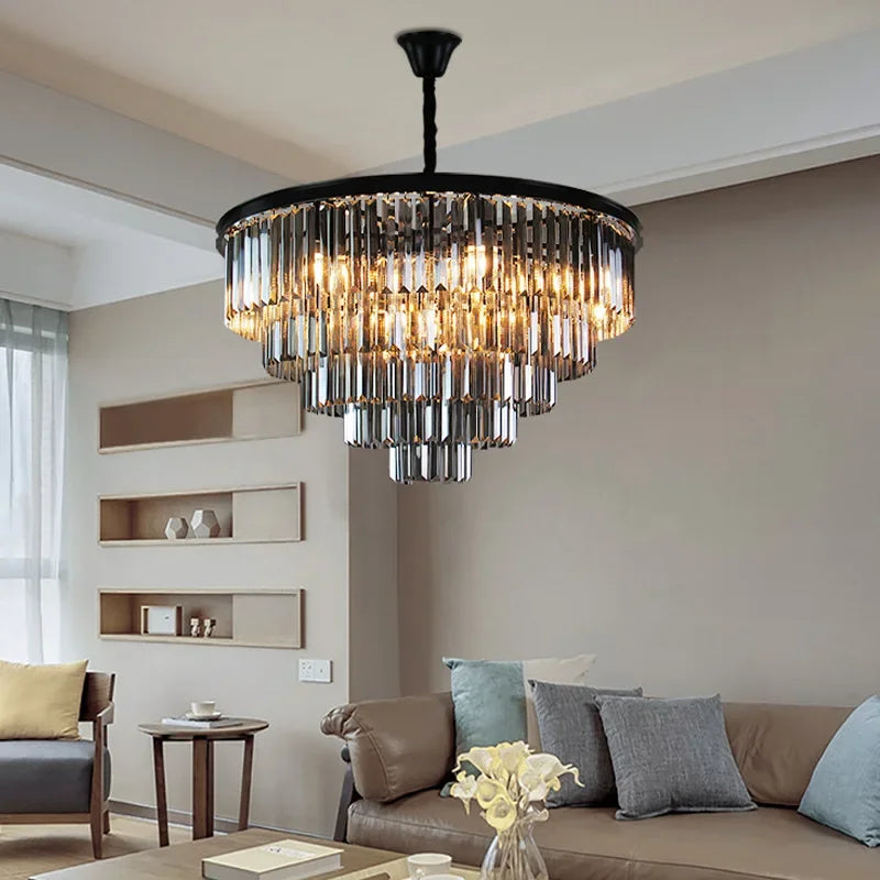 DecorBites™ Crystal Gold Chandelier: Modern Living Room Bedroom Decor Lighting