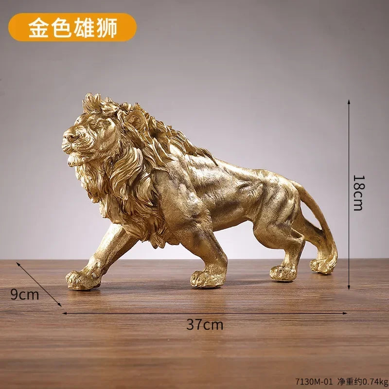 DecorBites™ Golden Lion King Resin Statue Ornament for Home Office Desktop Decoration