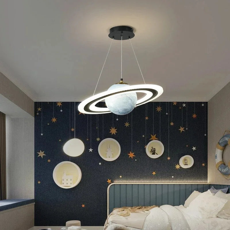 DecorBites™ Acrylic Planet LED Chandelier Earth Ball Decor Star Pendant Light