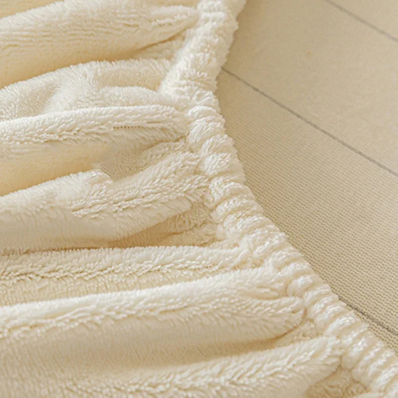 DecorBites™ Cozy Velvet Fitted Sheet: Thick Warm Bed Cover for Bedroom Living Room