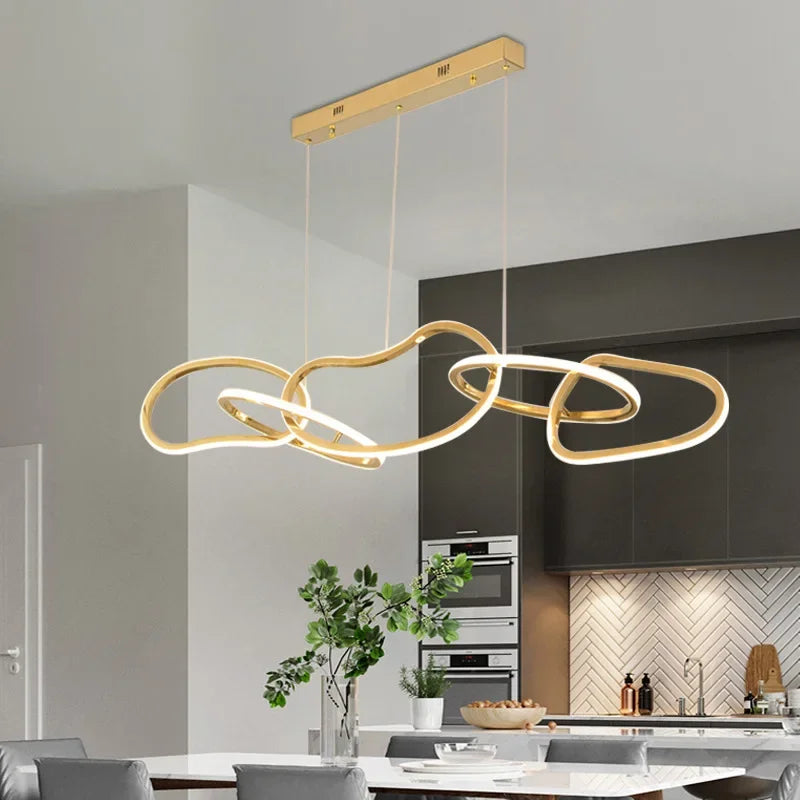 DecorBites™ Gold LED Ring Ceiling Chandelier: Modern Luxury for Bar, Hotel, Bedroom & Restaurant