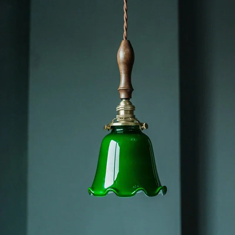 DecorBites™ Green Glass LED Pendant Light for Home Decor and Cafe Lighting