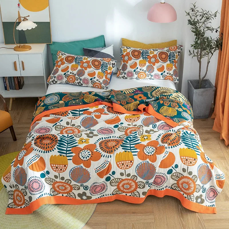 DecorBites™ Cotton Summer Throw Blanket – Breathable & Soft Nordic Quilt