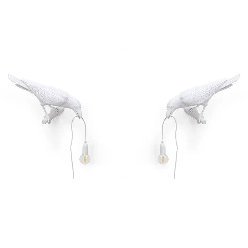 DecorBites™ Designer Bird Wall Lamp Modern Resin White Black LED Light Bedroom Living Room