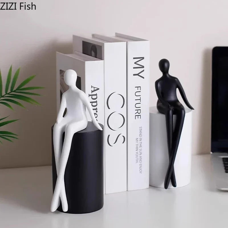 DecorBites™ Geometric Base Character Statue Decor - Resin Sculpture for Aesthetic Room Ornaments
