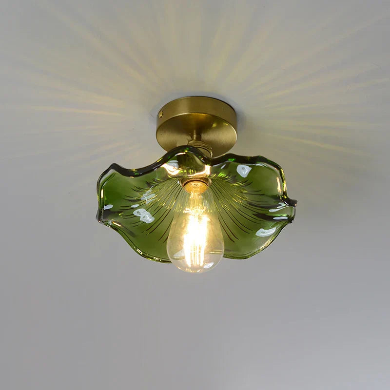 DecorBites™ Green Glass LED Ceiling Lamp for Home Living Room and Hallway Lighting