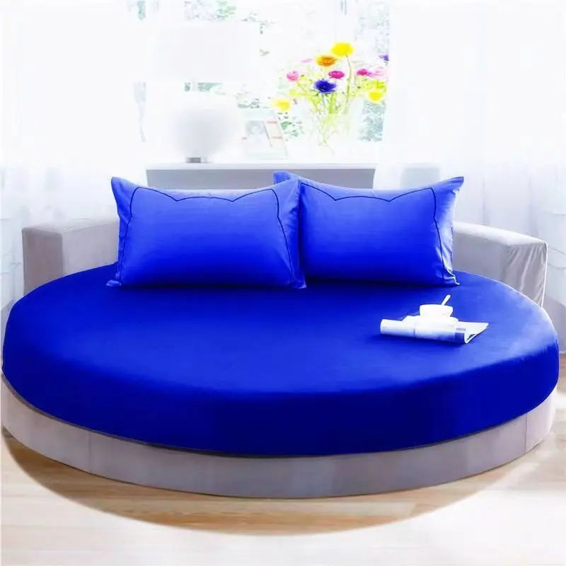 DecorBites™ Cotton Round Fitted Bed Sheet Set with Pillowcases