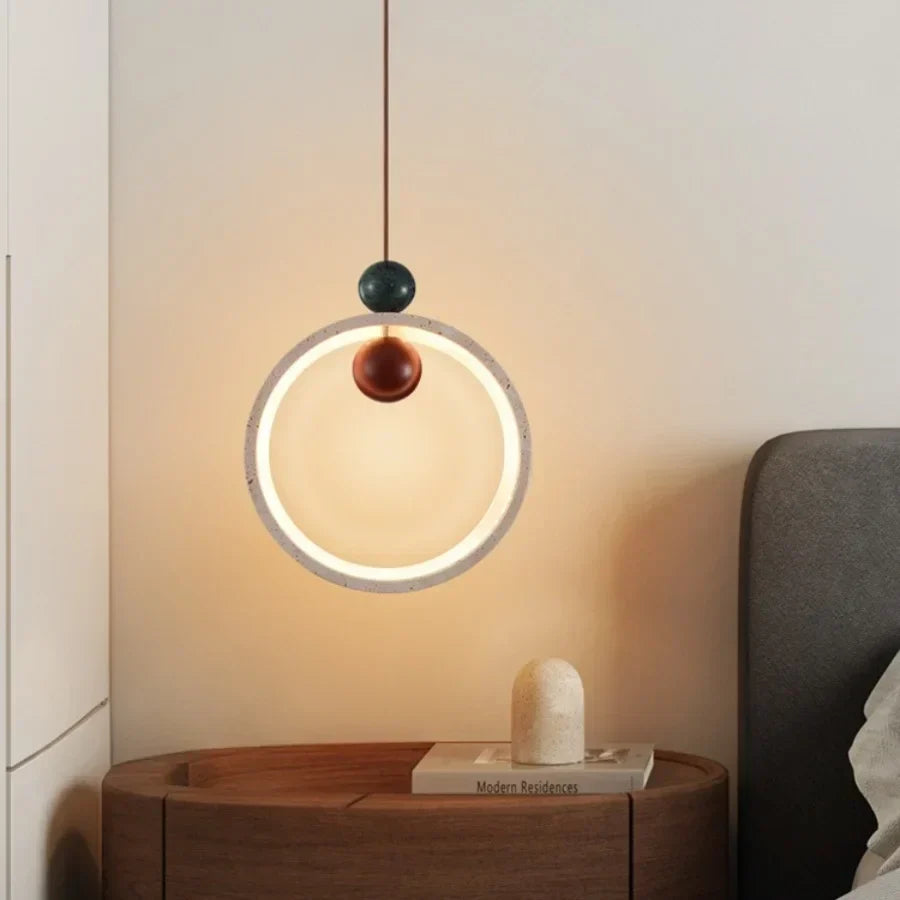 DecorBites™ Adjustable LED Pendant Light - Nordic Modern Yellow Travertine Marble Wood Fixture