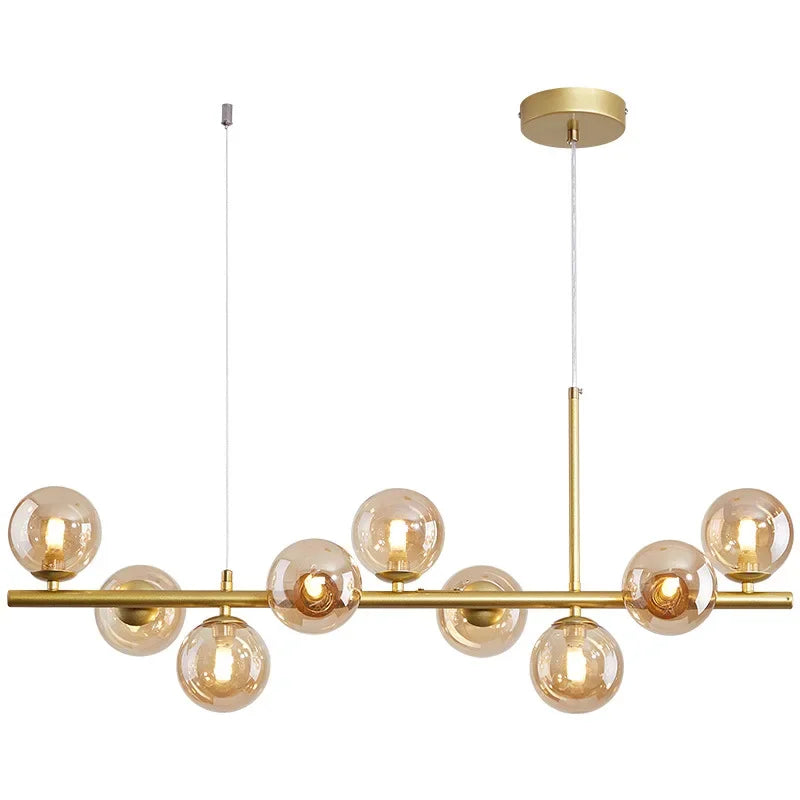 DecorBites™ Gold Glass Ball LED Pendant Light 11 Heads Kitchen Dining Room Suspension