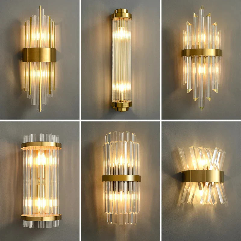 DecorBites™ Crystal LED Wall Lamps: Elegant Gold Wall Sconce Lights for Luxury Home Decor