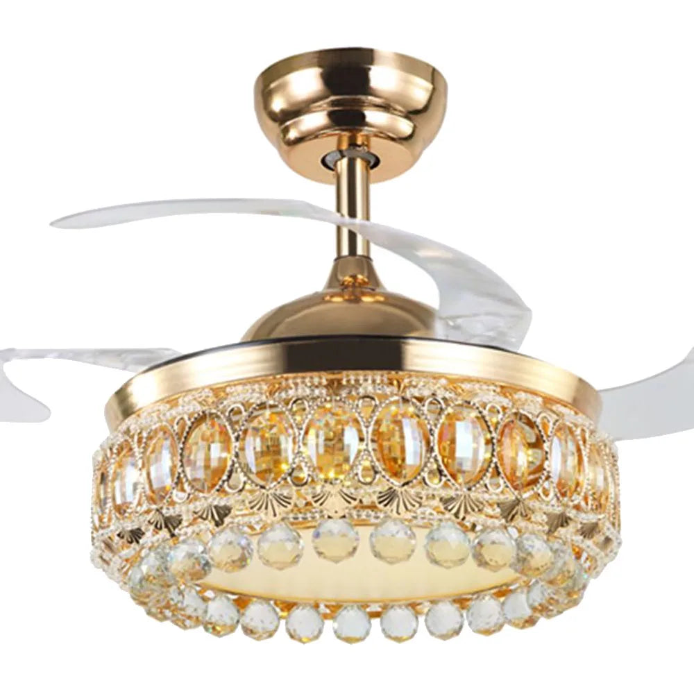 DecorBites™ 42 Inch Gold Luxury Crystal Ceiling Fan Light with Remote Control