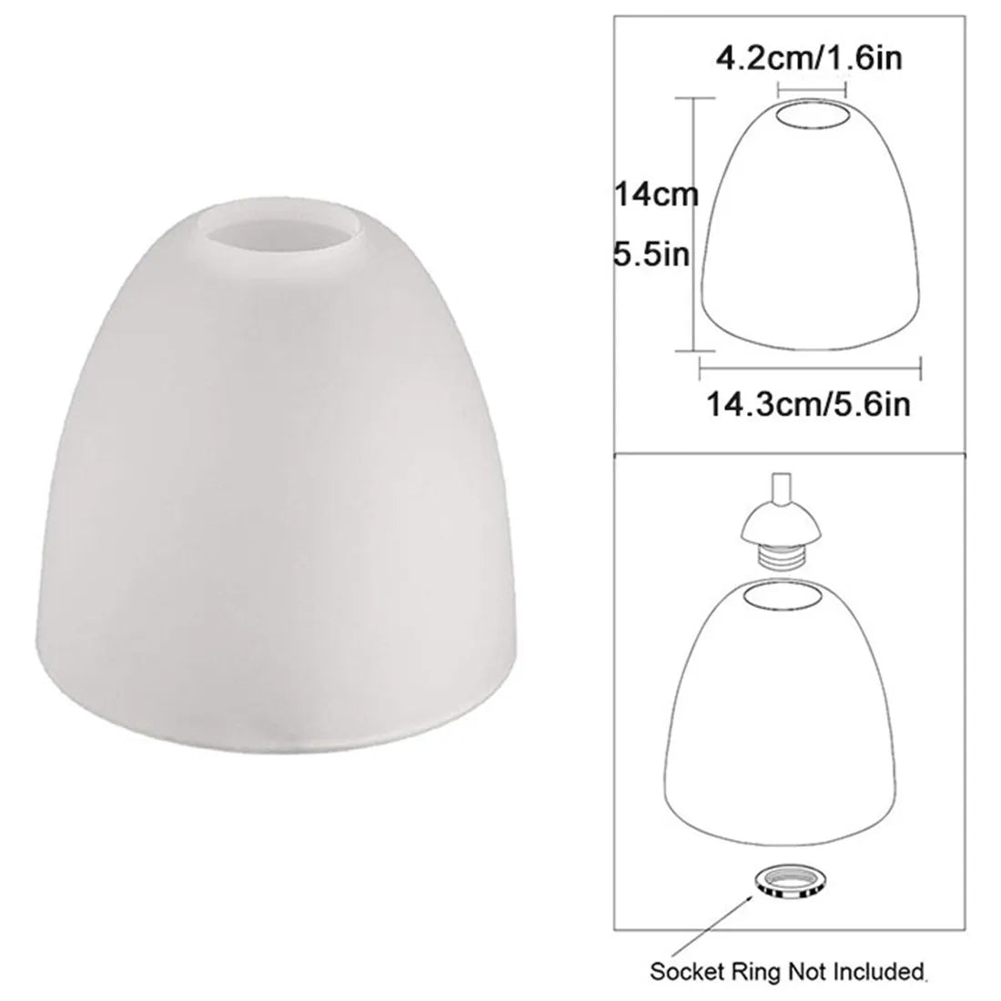 DecorBites™ Frosted Glass Shade for E27 E26 Ceiling Fan Wall Light Pendant Lamp