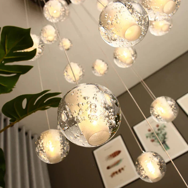 DecorBites™ Crystal Ceiling Chandelier for Staircase & Hallway, Elegant Long Cable Pendant Light