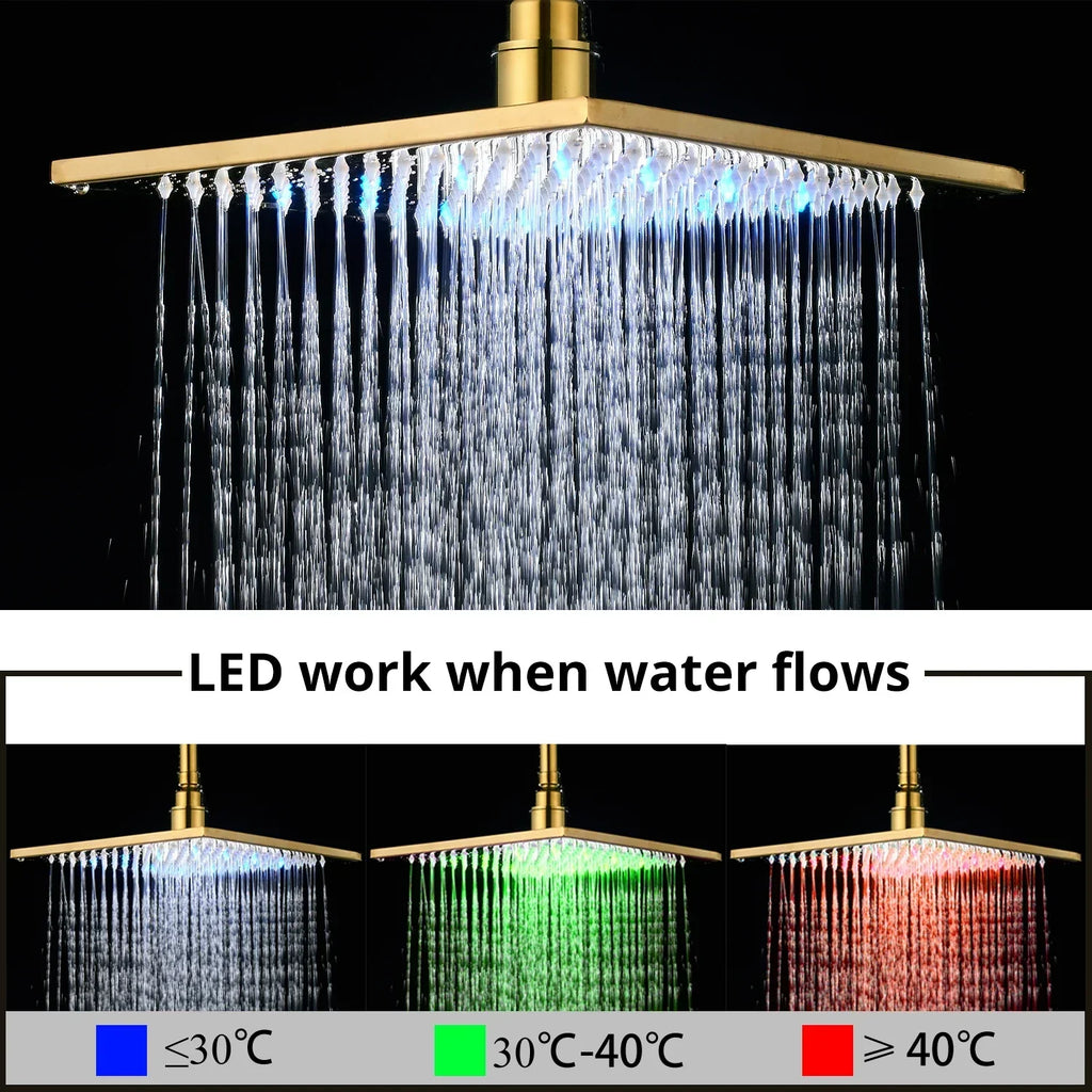 DecorBites™ Gold Digital Shower Set with 3-Functions LED Rainfall Head