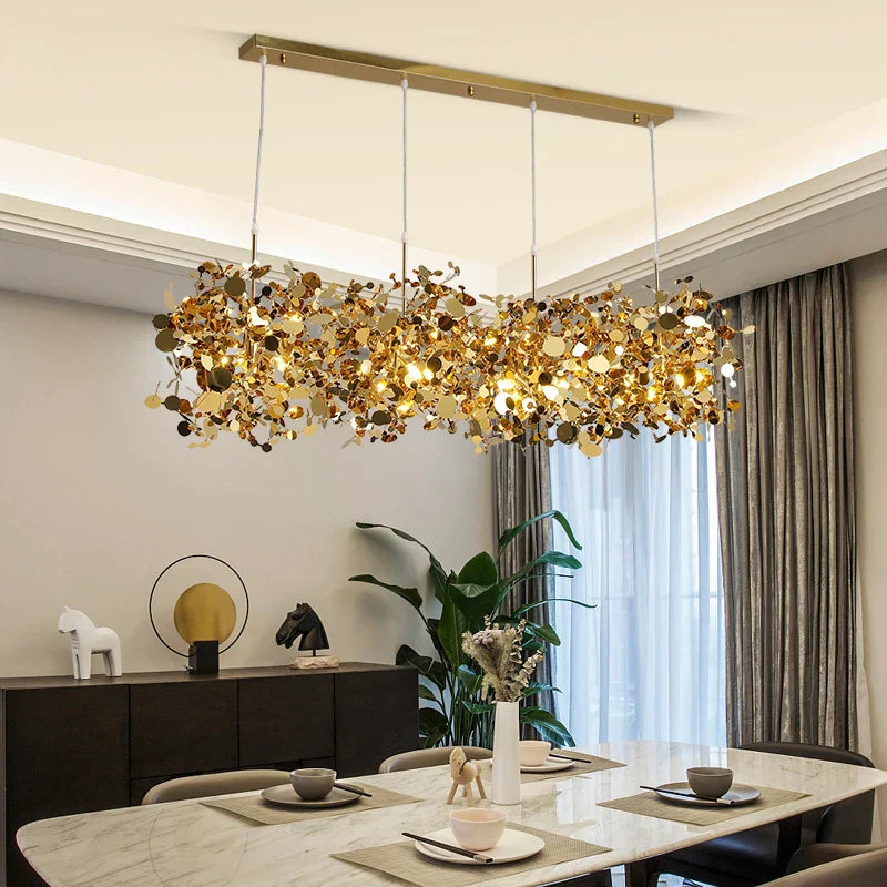 DecorBites™ Leaf Sequin Ceiling Chandelier for Modern Living Room, Restaurant, Bar, and Shop Window