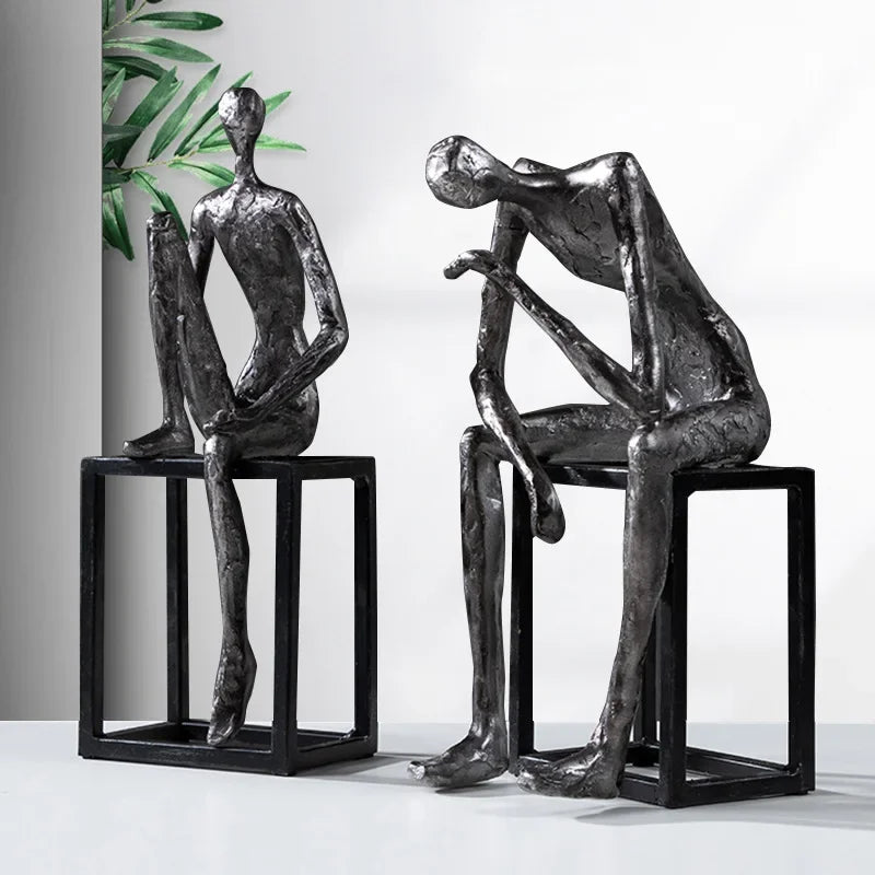 DecorBites™ Abstract Thinkers Sculpture: Decorative Figurines for Home Furnishings
