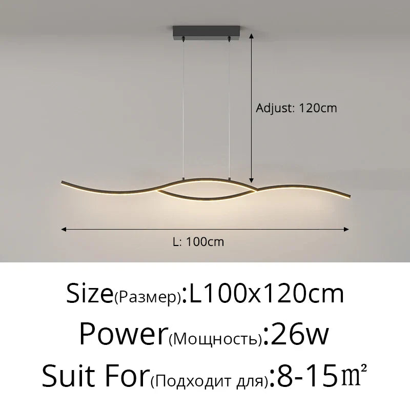 DecorBites™ LED Pendant Chandelier: Modern Nordic Strip Light for Dining, Kitchen, Office, Coffee Room