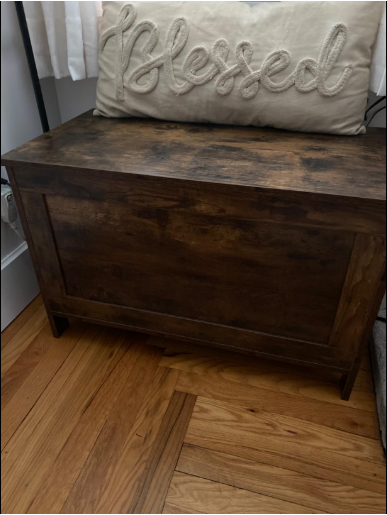 Storage Chest Sturdy Entryway Storage Bench, Wood Look Accent Furniture, Easy Assembly Oak White