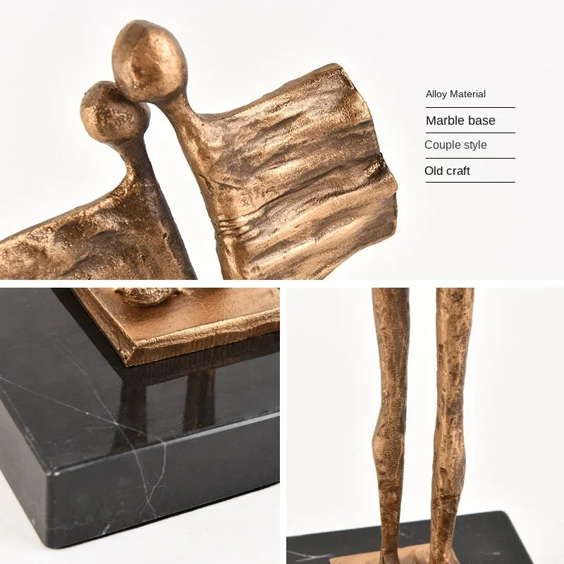 DecorBites™ Abstract Iron Cast Couple Statue for Home Decor and Family Happiness