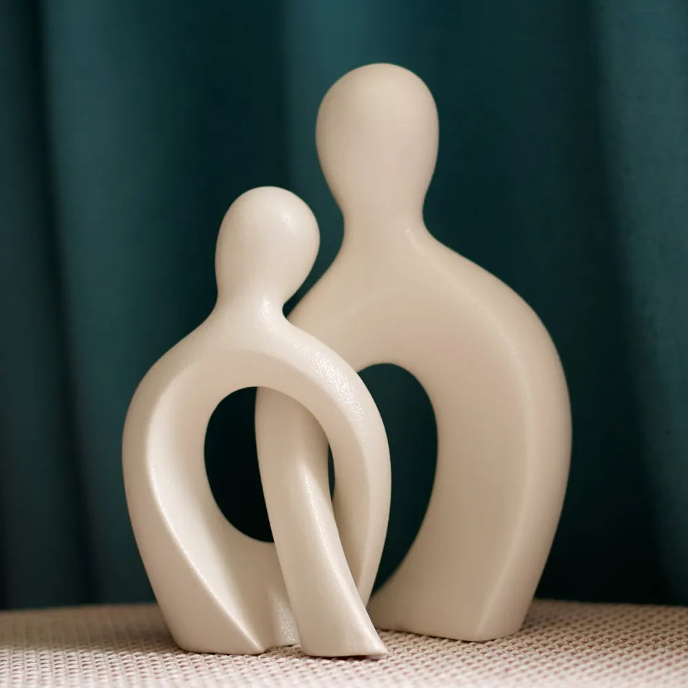 DecorBites™ Couple Love Sculpture Modern Nordic Abstract Ceramic Figurine Home Decor