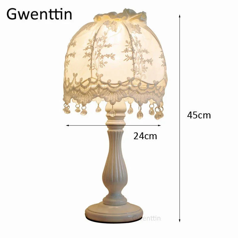 DecorBites™ Lace Fabric Table Lamp Led Desk Light for Home Wedding Decor Bedroom
