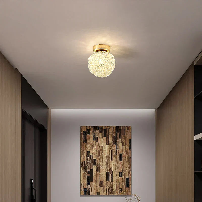 DecorBites™ Gold Metal Crystal Pendant Light for Bedroom Dining Room Aisle Corridor