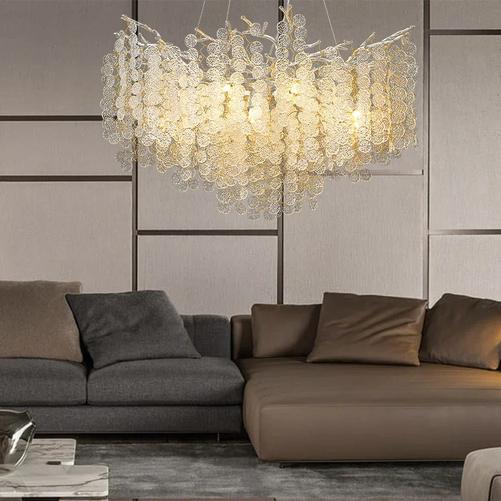 DecorBites™ Gold Money Tree Crystal Chandelier for Bedroom Living Dining Room Luxury Lighting