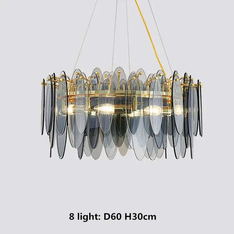 DecorBites™ Gold Metal Chain LED Pendant Lights for Modern Luxury Living Room